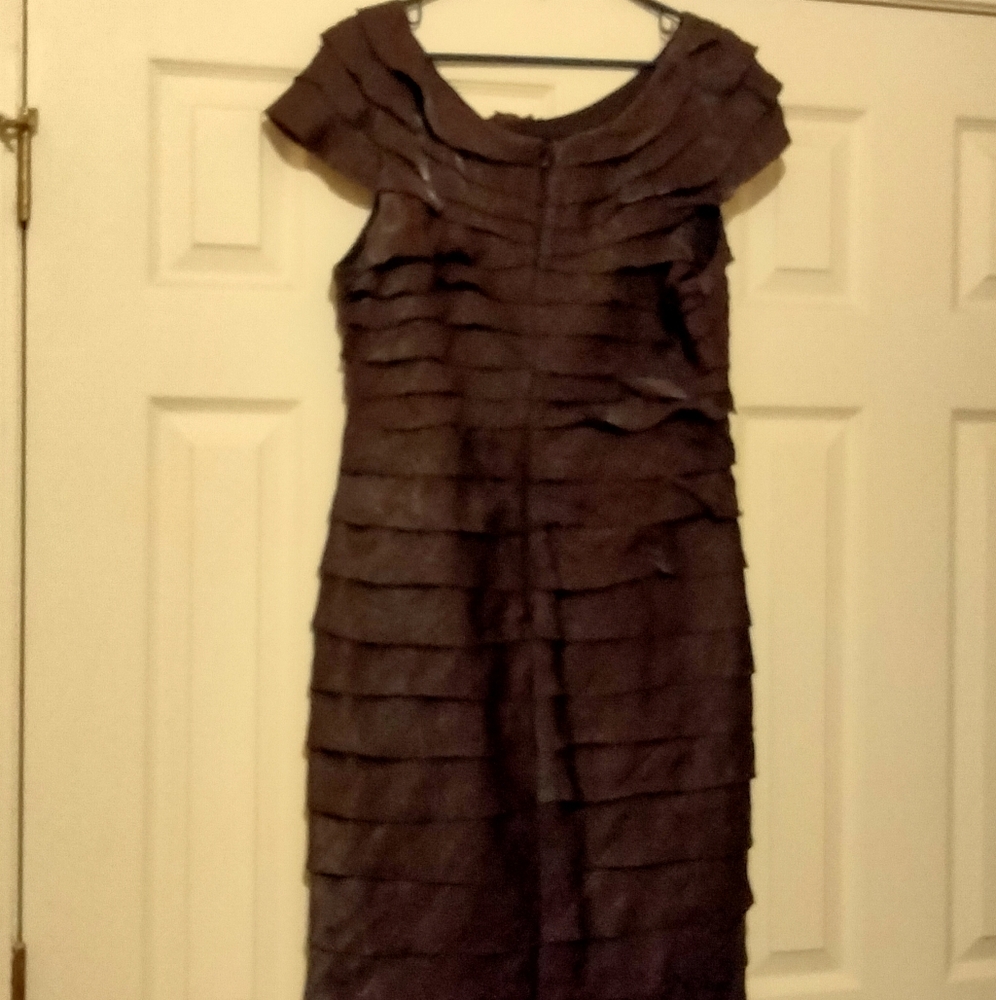 Dressbarn Collection Dress Women 16 Brown Layered Elegant Midi Wedding Church